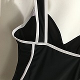 Chanel Sophisticated Paneled One-Piece Swimsuit with White Piping