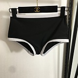 Chanel Sporty Zip-Up Crop Top Bikini Set with Contrast Trim