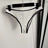 Chanel Two-Tone Textured White Bikini Set with Double Straps