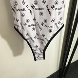 Chanel All-Over Logo Print Scoop Neck One-Piece Swimsuit