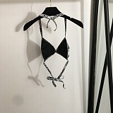 Chanel Sporty Chic Black Bikini Set with Logo-Print Elastic Bands