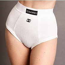 Chanel Minimalist Black Scoop-Neck Bikini Set with Center CC Logo