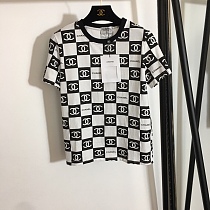Chanel Bold Black & White Checkerboard Monogram Print T-Shirt