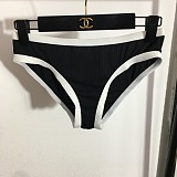 Chanel Classic Contrast-Bandeau Bikini Set with High-Cut Bottoms