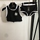 Chanel Sporty Zip-Up Crop Top Bikini Set with Contrast Trim