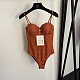 Chanel Embossed CC Logo Terrakotta One-Piece Swimsuit