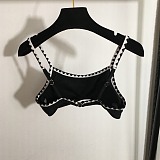 Chanel Chic Black Bikini Set with White Scalloped Zig-Zag Edges