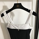 Chanel Minimalist Color-Block High-Leg One-Piece Swimsuit