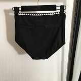 Chanel Chic Black Bikini Set with White Scalloped Zig-Zag Edges