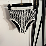 Chanel Monogram Stripe Bandeau Bikini Set