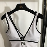 Chanel Sexy Deep V-Neck One-Piece Swimsuit