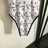 Chanel All-Over Logo Print Scoop Neck One-Piece Swimsuit