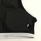 Chanel Sporty Zip-Up Crop Top Bikini Set with Contrast Trim