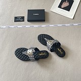 Chanel Black Tweed and Quilted Leather Thong Sandals