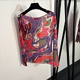 Pucci Psychedelic Abstract Print Sheer Mesh Top & Midi Skirt Cover-Up Set