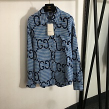 Gucci Bold GG Monogram Gingham Print Button-Up Shirt