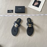 Chanel Black  Quilted Leather Thong Sandals
