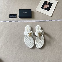 Chanel  Quilted Leather Thong Sandals