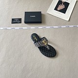 Chanel Black Tweed and Quilted Leather Thong Sandals