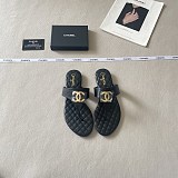 Chanel Black  Quilted Leather Thong Sandals