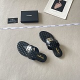 Chanel Black  Quilted Leather Thong Sandals