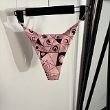Pucci Geometric Marbled Print Triangle Bikini Set with Metallic Chain Straps