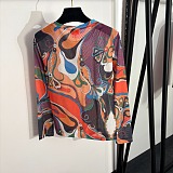 Pucci Kaleidoscopic Vibrant Print Sheer Mesh Top & Tiered Ruffle Maxi Skirt Set