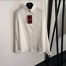 Gucci  Jacquard GG Monogram Silk-Blend White Shirt