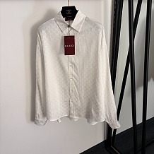 Gucci  Jacquard GG Monogram Silk-Blend White Shirt