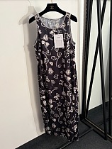 Chanel Crystal Embellishments Printed Long Dress