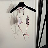 Pucci Geometric Marbled Print Triangle Bikini Set with Metallic Chain Straps