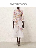 Natura Floral Linen Midi Dress