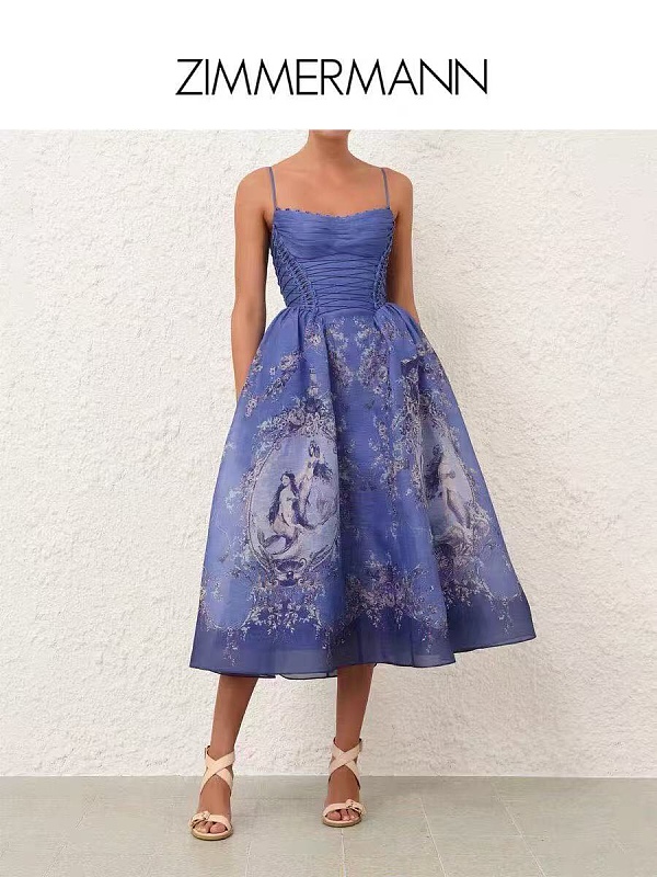 ZIMMERMANN Rebellion Blue Midi Dress