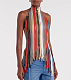 Zipper Colorful Striped  Tank Top