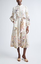 Zimmermann Rebellion Linen Button Midi Dress