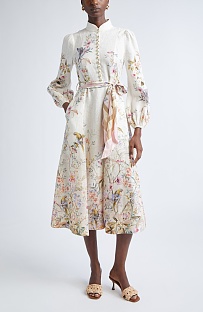 Zimmermann Rebellion Linen Button Midi Dress