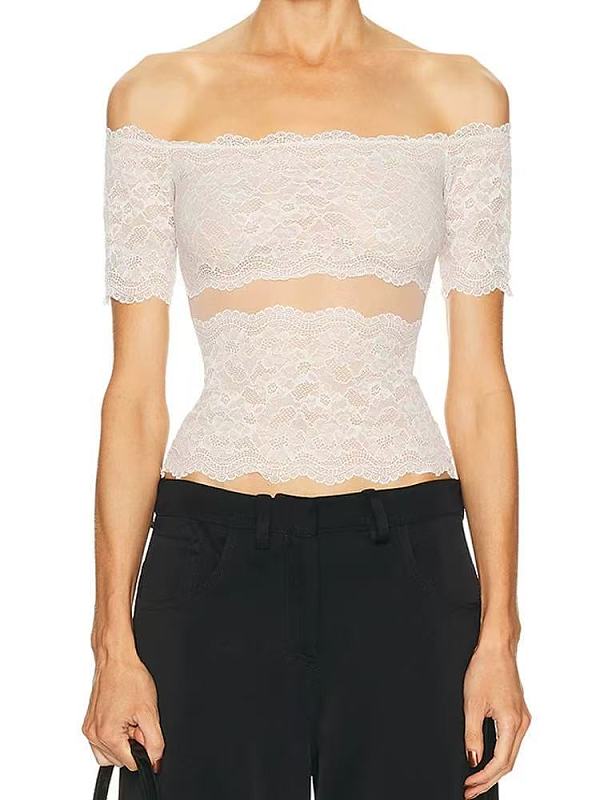 Women's Off The Shoulder Sheer Lace Top