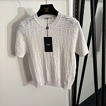 Fendi FF Open-Work Knit T-Shirt