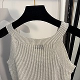 Celine Triomphe Rib-knit Tank Top.