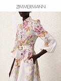Natura Floral Linen Midi Dress
