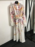 Natura Floral Linen Midi Dress
