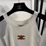 Celine Triomphe Rib-knit Tank Top.