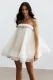Strapless Braided Trim Organza Mini Dress