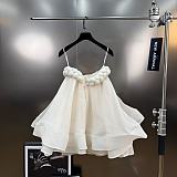 Strapless Braided Trim Organza Mini Dress