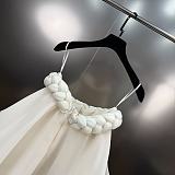 Strapless Braided Trim Organza Mini Dress