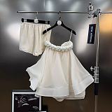 Strapless Braided Trim Organza Mini Dress