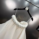 Strapless Braided Trim Organza Mini Dress
