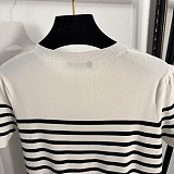 Dior Striped Knit Short-Sleeve Sweater