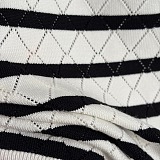 Dior Striped Pointelle Knit Short-Sleeve Sweater