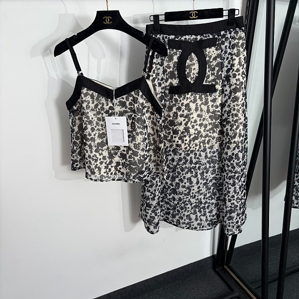 Chanel Camisole and Midi Skirt Printed Silk Set